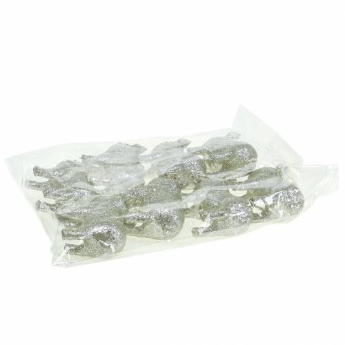 Floristik24 Dekorativ svinglitter sølv 10 cm 8stk