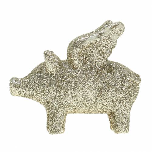 Floristik24 Pyntegris med vinger guld glimmer 6cm