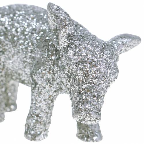 Floristik24 Deco gris nytårsaften dekoration sølv glitter 3,5cm 2stk