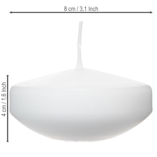 Artikel Flydende lys til romantiske aftener eller festlig dekoration, også velegnet til udendørs brug. 8 cm, 8 h, 8 stk.