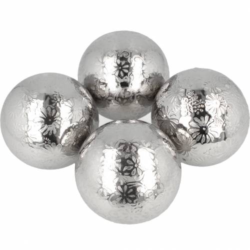 Floristik24 Flydende kugleblomster sølvmetal Ø8cm assorteret 4stk