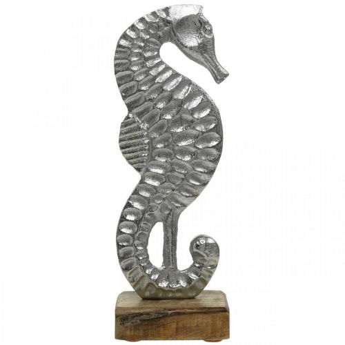 Floristik24 Søhest at placere, havdekoration lavet af metal, maritim skulptur sølv, naturlige farver H22cm