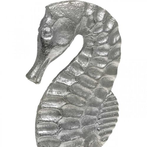 Floristik24 Søhest at placere, havdekoration lavet af metal, maritim skulptur sølv, naturlige farver H22cm