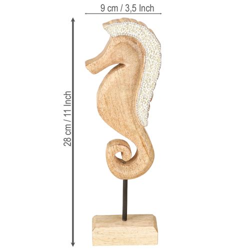Artikel Søhestedekoration med perler, maritim borddekoration, træ, 28 cm