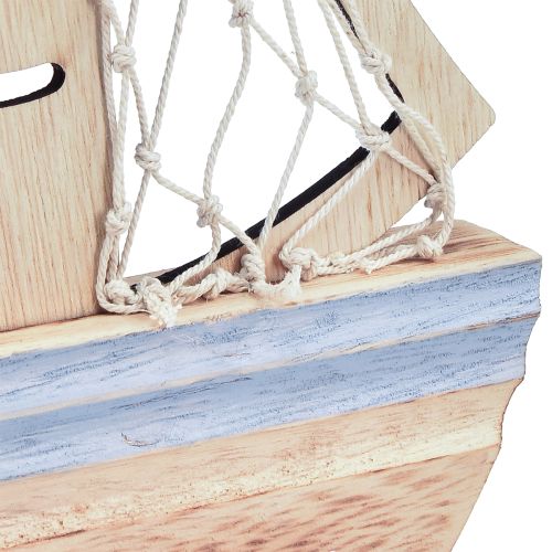 Artikel Sejlbådsdekorationsstativ træ natur lyseblå 25,5×16,5cm 3 stk