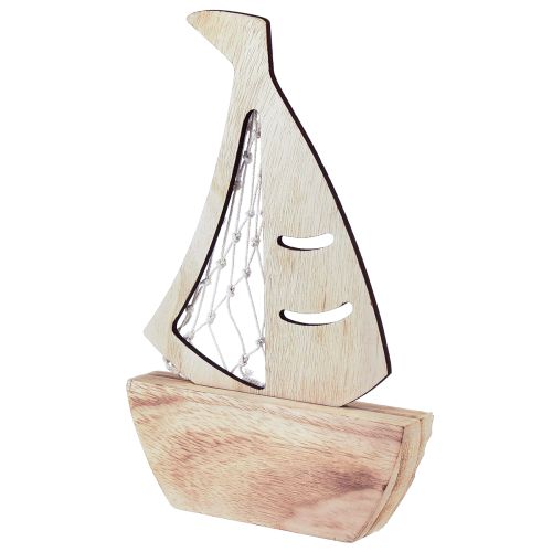 Artikel Sejlbådsdekorationsstativ træ natur lyseblå 25,5×16,5cm 3 stk
