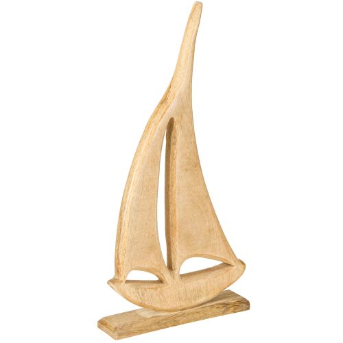 Floristik24 Sejlbåd Træ på Base Naturlig Borddekoration Maritime H42cm