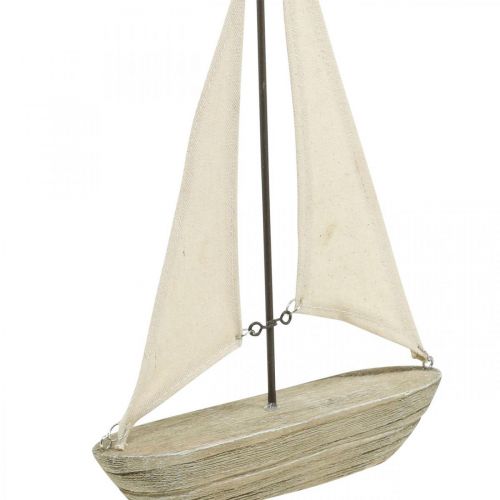 Floristik24 Dekorativ sejlbåd lavet af træ, maritim dekoration, dekorativt skib shabby chic, naturlige farver, hvid H29cm L18cm