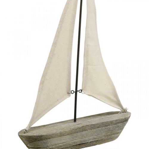 Floristik24 Sejlbåd, båd lavet af træ, maritim dekoration shabby chic naturlige farver, hvid H37cm L24cm