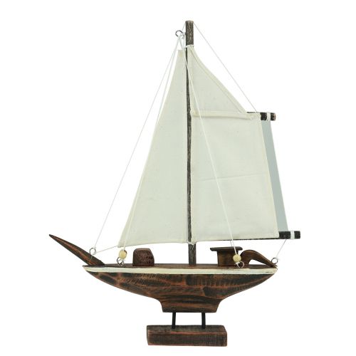 Floristik24 Sejlbådsdekoration skib fyrretræ brun 22,5×4×29cm