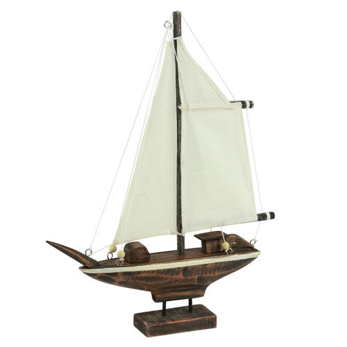 Artikel Sejlbådsdekoration skib fyrretræ brun 22,5×4×29cm