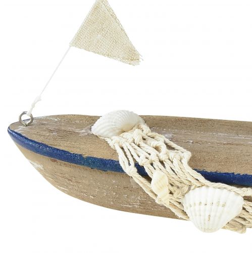 Artikel Dekorativ skibstræ sejlbåd vintage med skaller H22cm 2stk