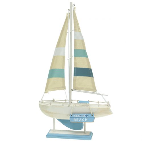 Floristik24 Deco træ sejlbåd blå, hvid H41,5cm