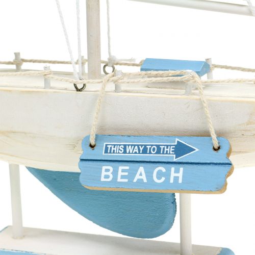 Floristik24 Deco træ sejlbåd blå, hvid H41,5cm