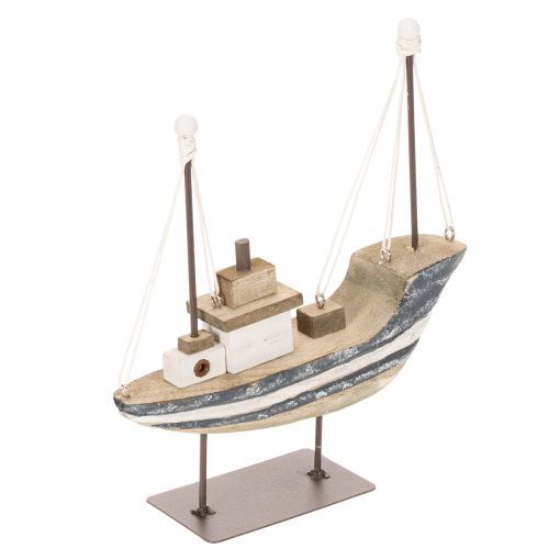 Skibsdekoration, maritim stil, træ med stativ, 20 cm | Floristik24.dk