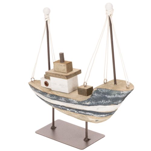 Skibsdekoration, maritim stil, træ med stativ, 20 cm | Floristik24.dk