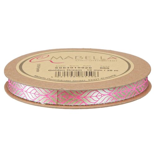 Artikel Silkebånd blade gavebånd beige pink 10mm 20m