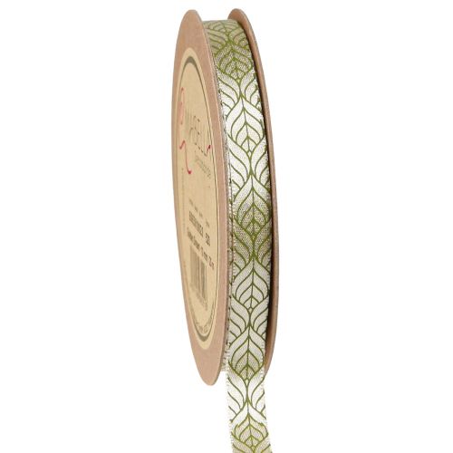 Floristik24 Silkebånd gavebånd blade beige grøn 10mm 20m