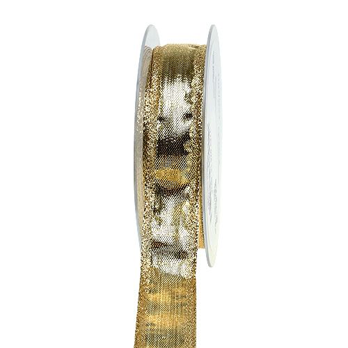 Bånd med trådkant guld 25mm 25m