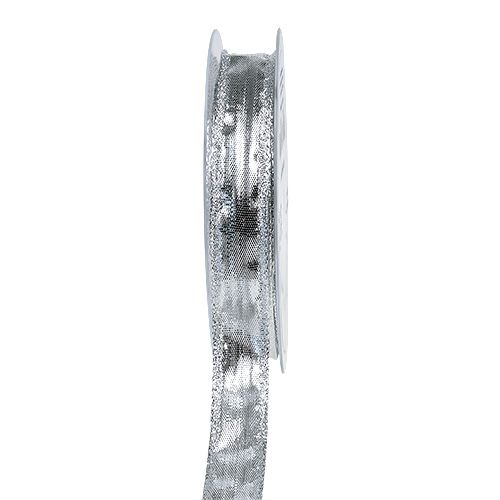 Floristik24 Dekorationsbånd sølv med trådkant 15mm 25m