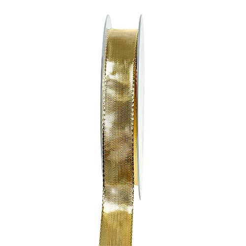 Floristik24 Gavebånd guld med trådkant 15mm 25m