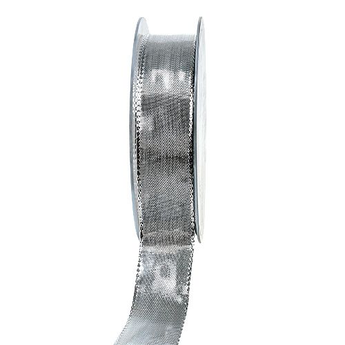 Artikel Gavebånd sølv med trådkant 25mm 25m