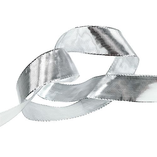 Artikel Gavebånd sølv med trådkant 25mm 25m