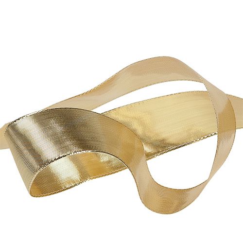 Floristik24 Gavebånd guld med trådkant 40mm 25m