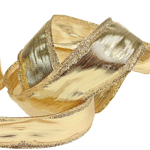 Floristik24 Bånd med trådkant guld 40mm 25m