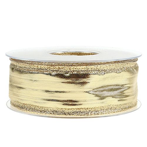 Floristik24 Bånd med trådkant guld 40mm 25m
