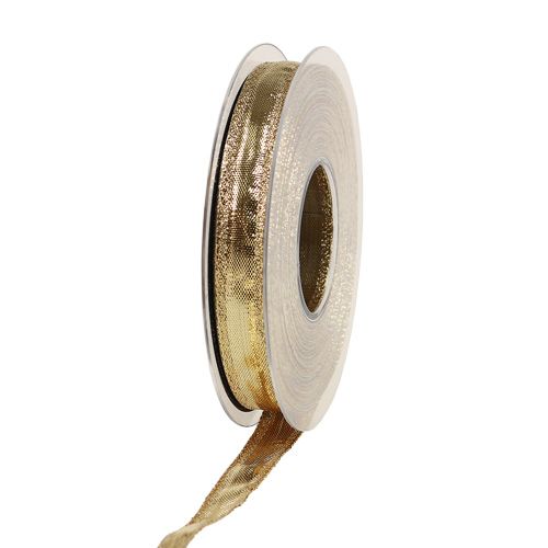 Bånd med trådkant guld 15mm 25m