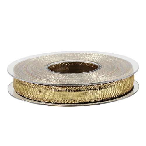 Floristik24 Bånd med trådkant guld 15mm 25m