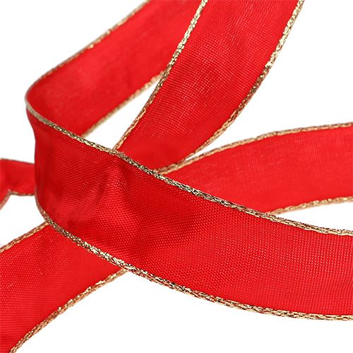 Artikel Silkebånd rødt med guldkant 25mm 25m