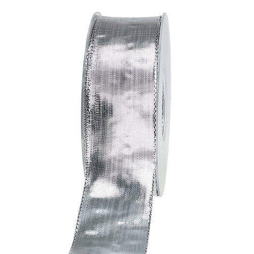 Gavebånd sølv med trådkant 40mm 25m