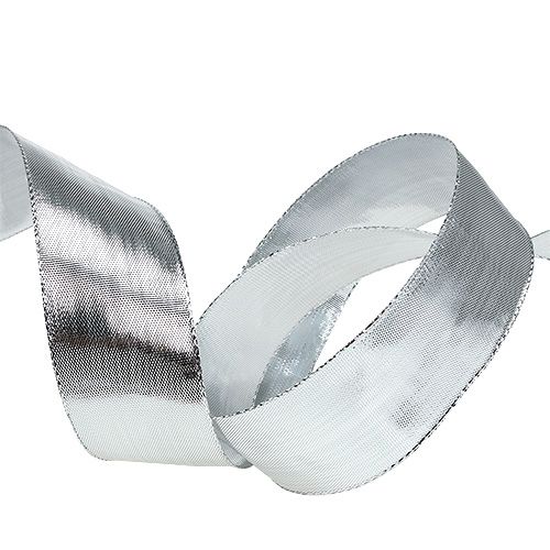 Floristik24 Gavebånd sølv med trådkant 40mm 25m