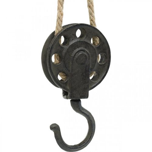 Floristik24 Deco remskive, spil industrielt design, hængende kurv L55cm