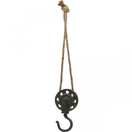 Floristik24 Deco remskive, spil industrielt design, hængende kurv L55cm