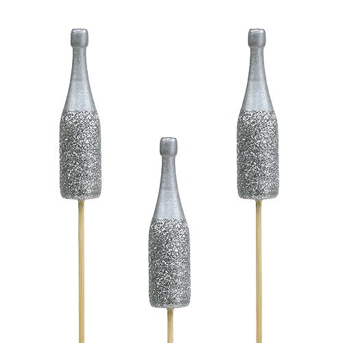 Champagneflaskeprop 7cm med glimmer L30cm 8 stk