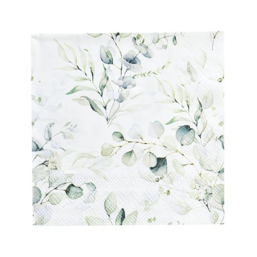 Floristik24 Servietter eukalyptus dekorativ borddekoration hvid 25x25cm 20 stk