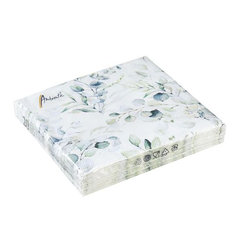 Floristik24 Servietter eukalyptus dekorativ borddekoration hvid 25x25cm 20 stk