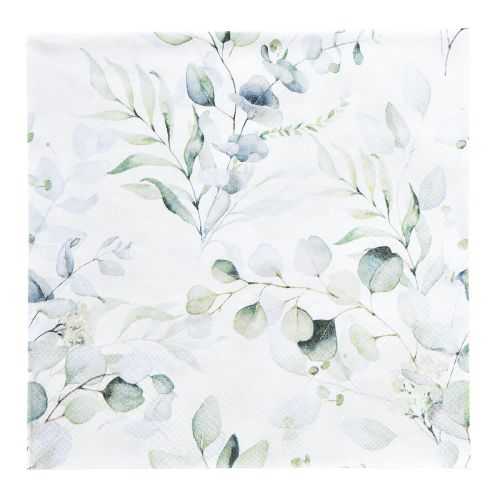 Floristik24 Servietter motiv eukalyptus hvid grøn 33x33cm 20 stk