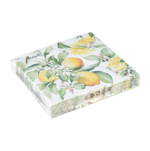 Floristik24 Servietter sommerbordsdekoration citrondekoration 25x25cm 20 stk