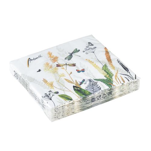 Floristik24 Servietter Sommer Hvid Motiv Eng Farvet 25x25cm 20 stk