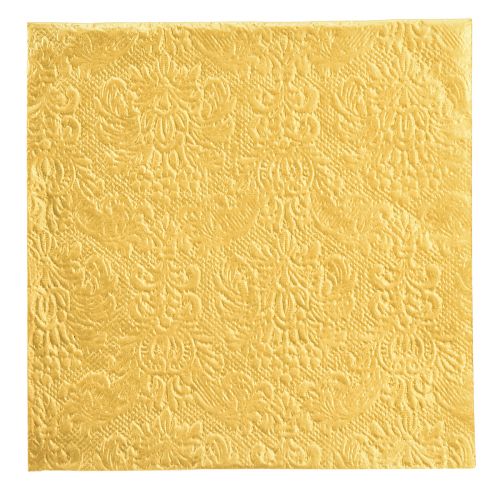 Servietter guld med prægede ornamenter 33x33cm 15 stk