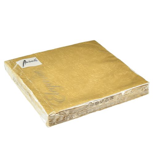 Artikel Servietter guld med prægede ornamenter 33x33cm 15 stk