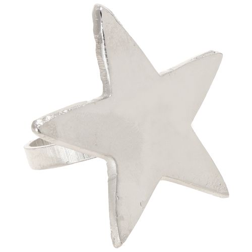 Floristik24 Servietholder stjerne servietringe sølv metal 7cm Ø4cm 4 stk