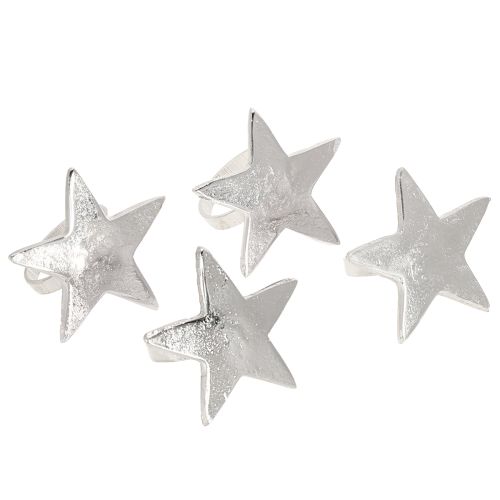 Artikel Servietholder stjerne servietringe sølv metal 7cm Ø4cm 4 stk