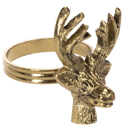 Metal servietring med hjortehoved i guldlook, 6 cm, 4 stk. købe | Floristik24.dk