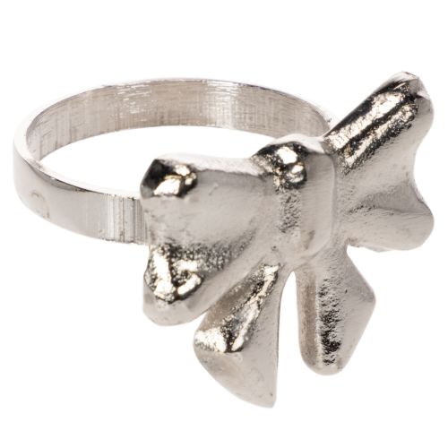 Servietring med sløjfe, metal, skinnende sølv, 5 cm, 4 stk. købe | Floristik24.dk