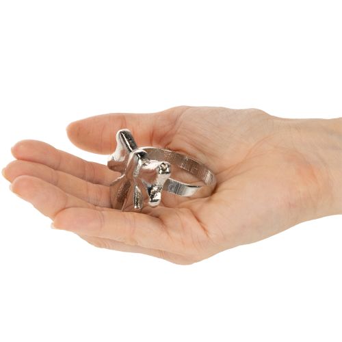 Servietring med sløjfe, metal, skinnende sølv, 5 cm, 4 stk. | Floristik24.dk